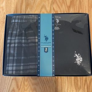 U.S. Polo Assn.Men's Pajama Set-2Piece Long Sleeve T-Shirt & Fleece Lounge Pants